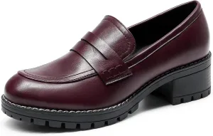 DREAM PAIRS Women's Platform Chunky Heeled Loafers, Womens Business Casual Shoes