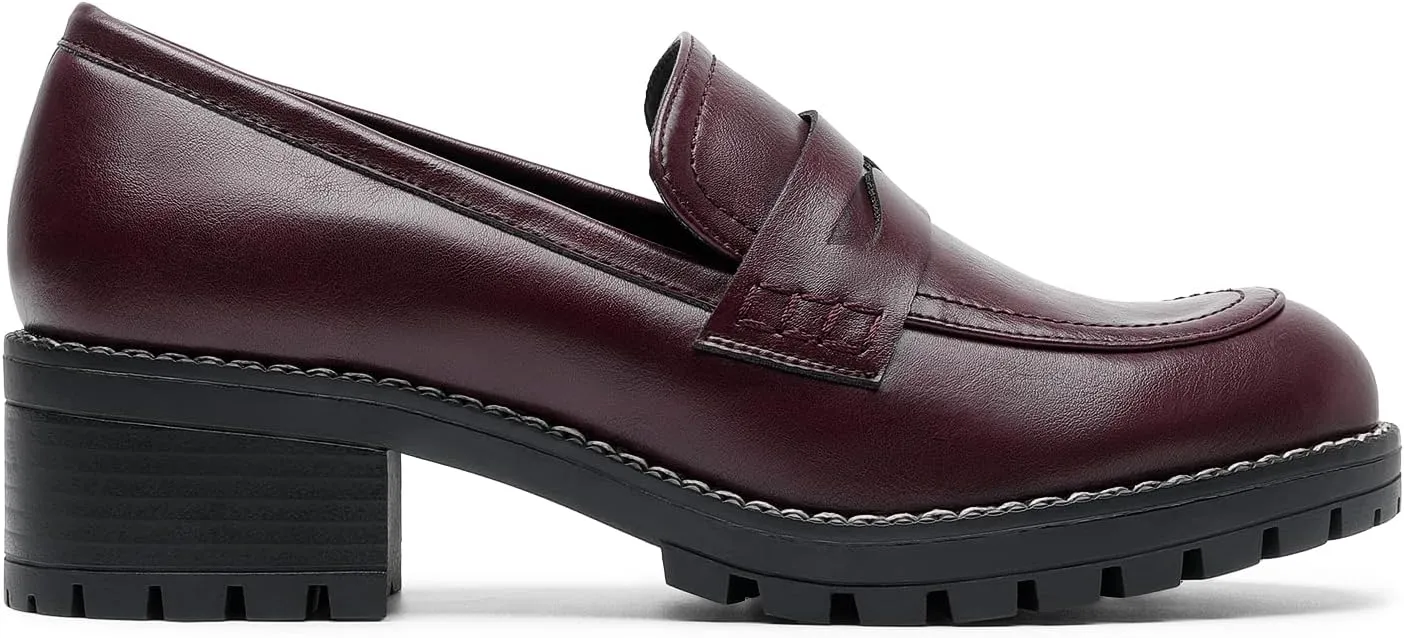 DREAM PAIRS Women's Platform Chunky Heeled Loafers, Womens Business Casual Shoes