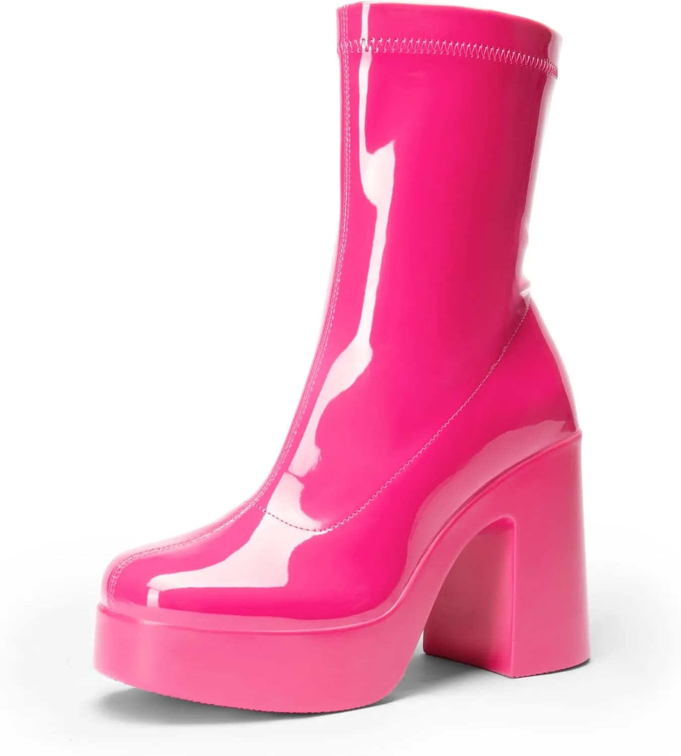 DREAM PAIRS Women's Platform Gogo Ankle Boots High Chunky Block Heel Square Toe Booties Shoes