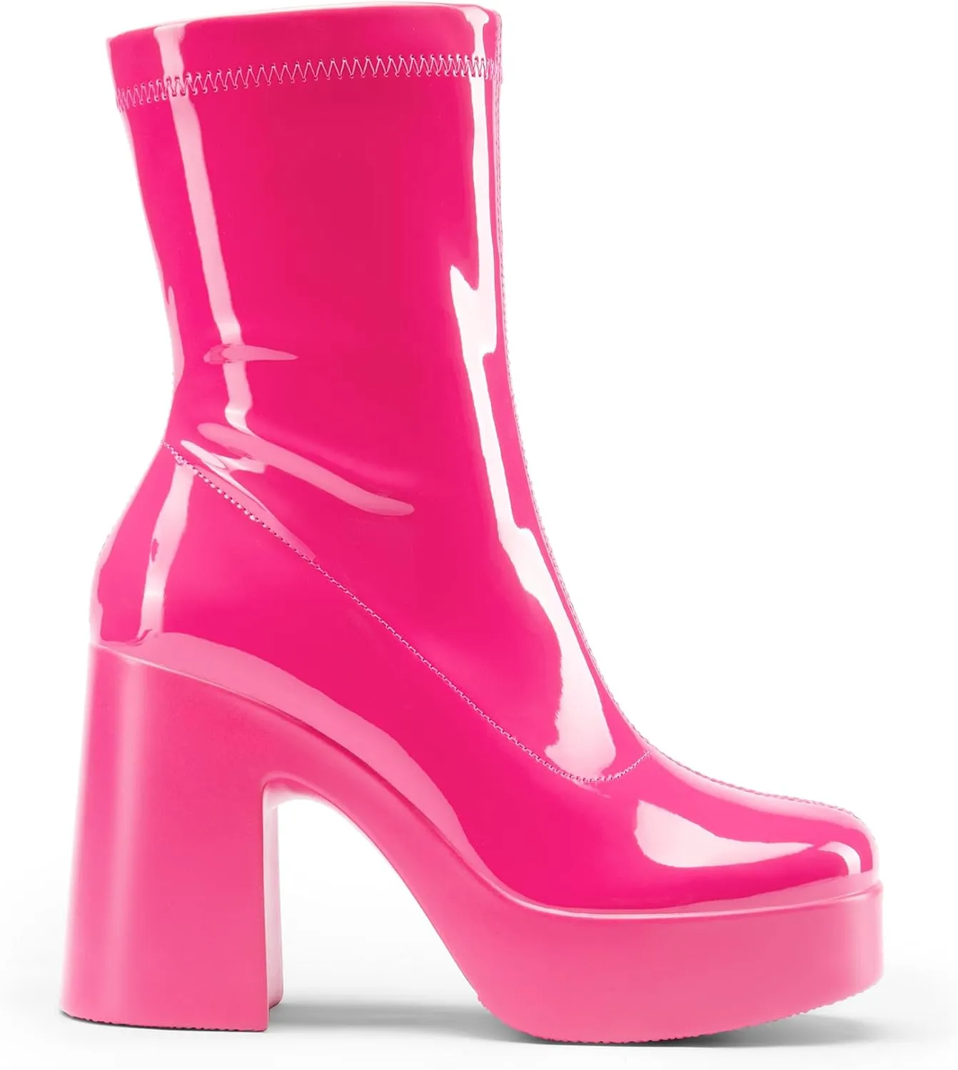 DREAM PAIRS Women's Platform Gogo Ankle Boots High Chunky Block Heel Square Toe Booties Shoes