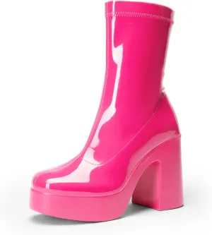 DREAM PAIRS Women's Platform Gogo Ankle Boots High Chunky Block Heel Square Toe Booties Shoes