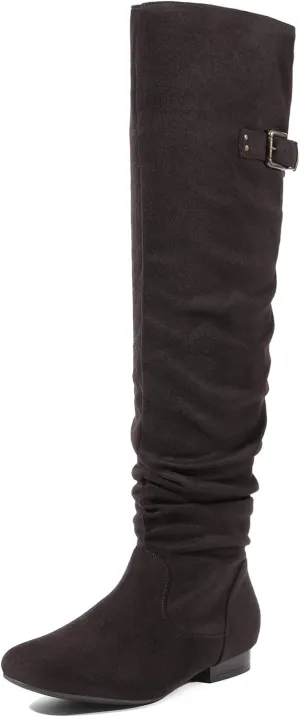 DREAM PAIRS Women's Suede Over The Knee Thigh High Winter Boots