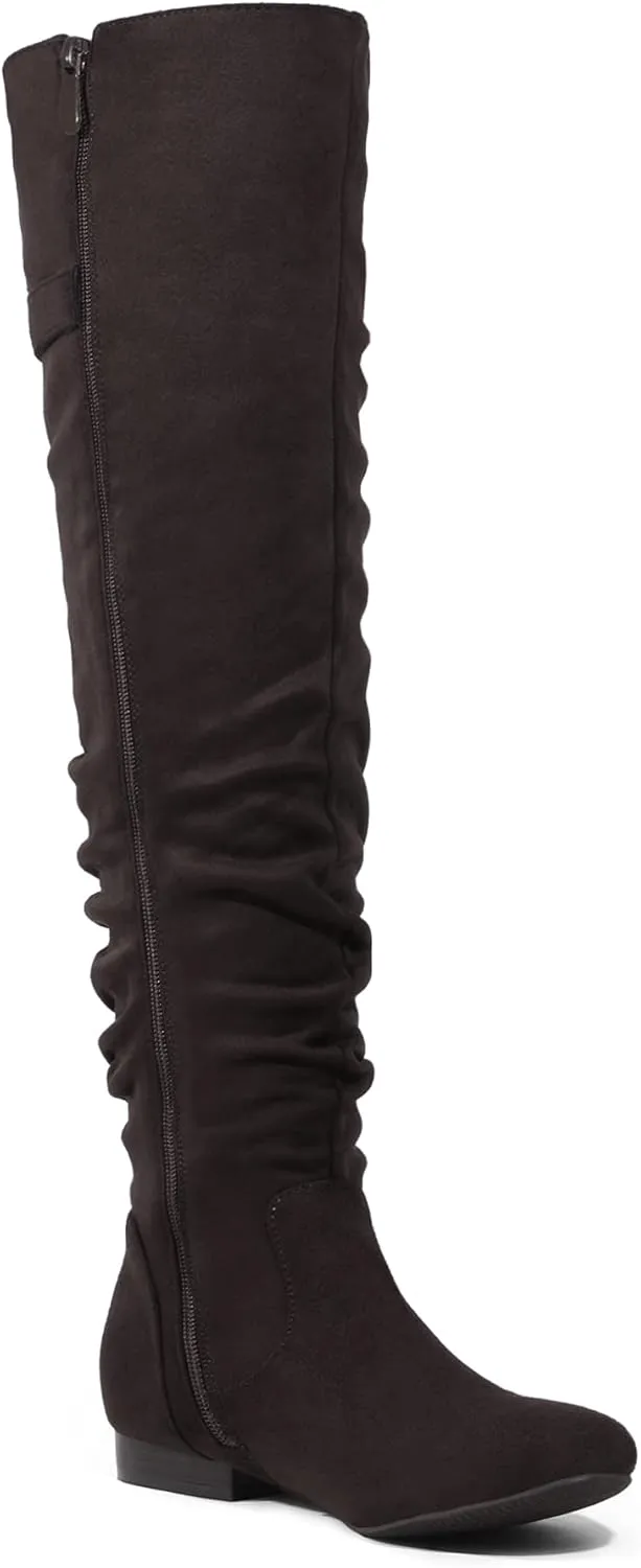DREAM PAIRS Women's Suede Over The Knee Thigh High Winter Boots