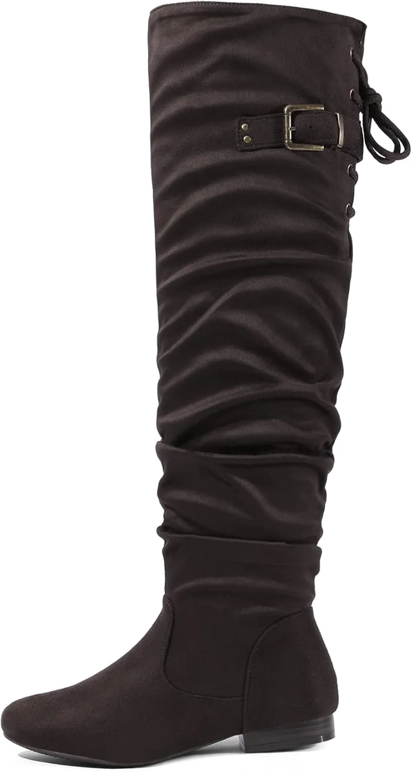 DREAM PAIRS Women's Suede Over The Knee Thigh High Winter Boots