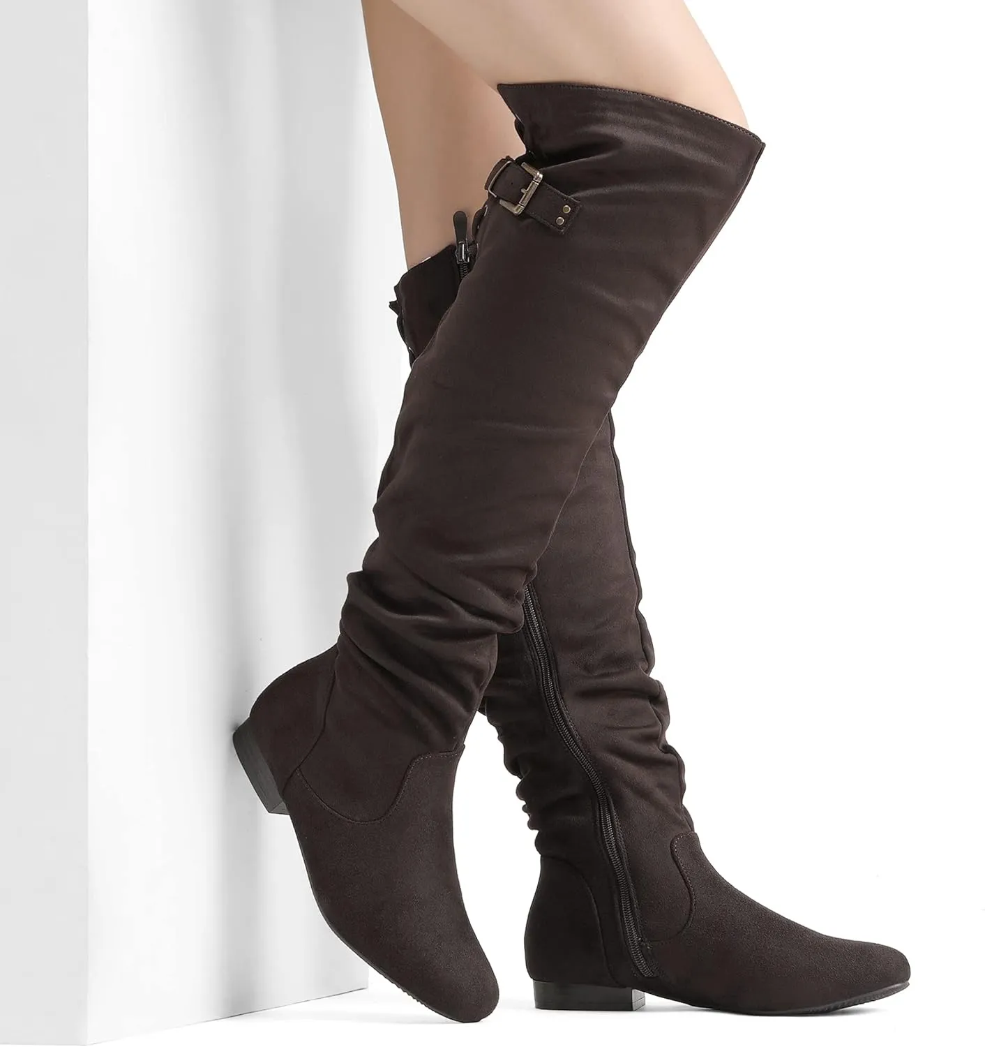 DREAM PAIRS Women's Suede Over The Knee Thigh High Winter Boots