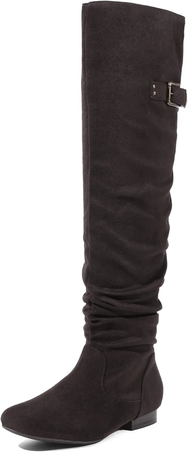 DREAM PAIRS Women's Suede Over The Knee Thigh High Winter Boots