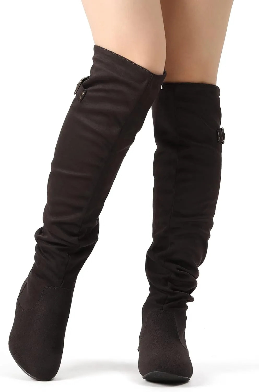 DREAM PAIRS Women's Suede Over The Knee Thigh High Winter Boots