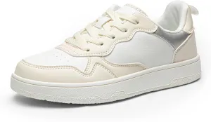 DREAM PAIRS Women's Walking Skateboard Shoes Sneakers Pu Leather Char Flat Low-Top Lace-Up Comfortable Casual Athletic Non-Slip Running Fashion Sneakers.