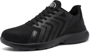 DYKHMATE Steel Toe Wide Shoes for Men Women Lightweight Safety Sneakers Fashion Work Shoes Comfortable Breathable Safety Toe Slip on Tennis Shoes