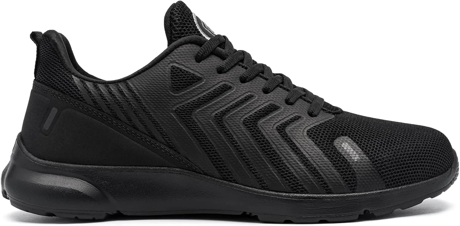DYKHMATE Steel Toe Wide Shoes for Men Women Lightweight Safety Sneakers Fashion Work Shoes Comfortable Breathable Safety Toe Slip on Tennis Shoes