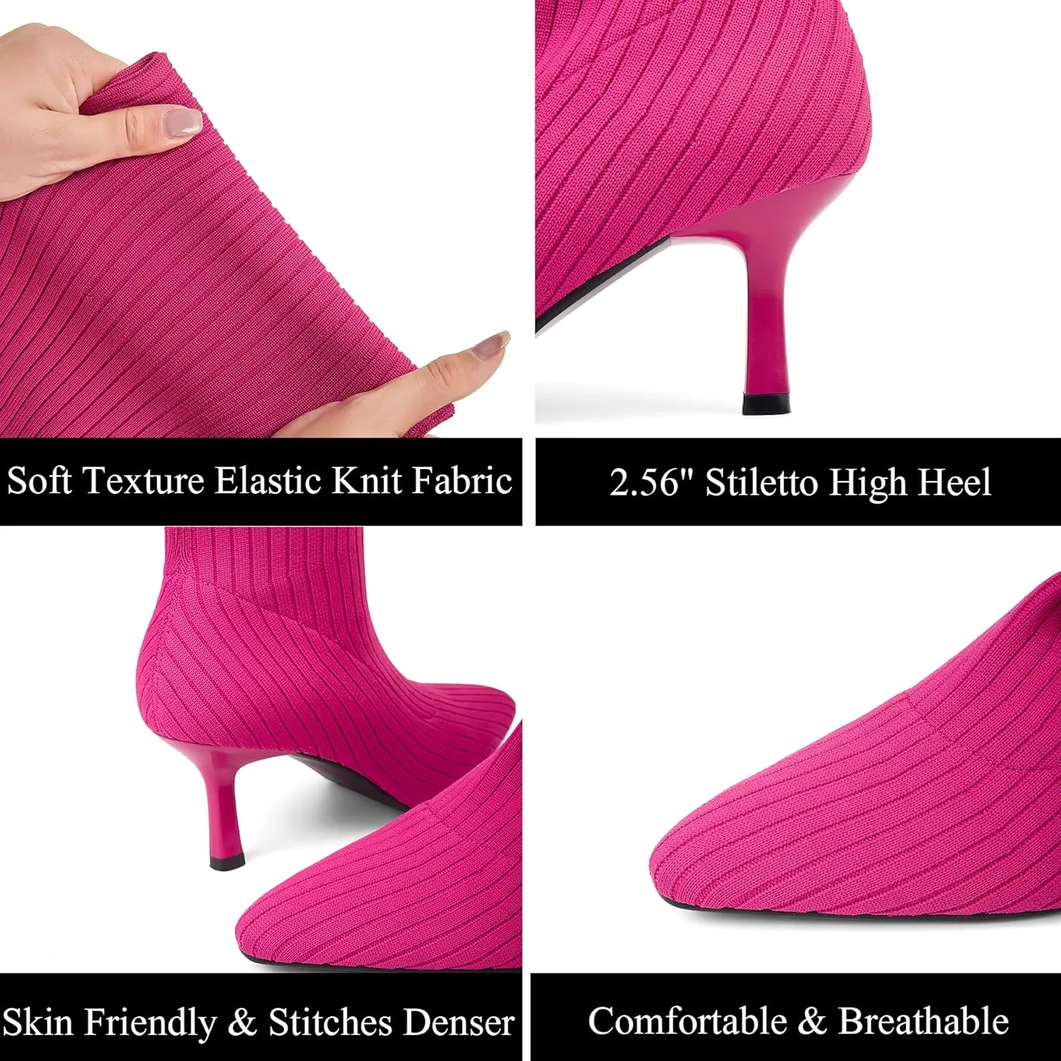 ErikenUrben Women Over The Knee Knit Boots High Heel Thigh High Socks Boots Pointed Toe