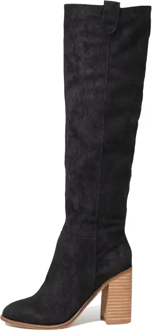 Erocalli Suede Knee-High Boots Fall Boot For Women Chunky Block High Heel Slouch Fashion Boot Round Toe Side Zipper…
