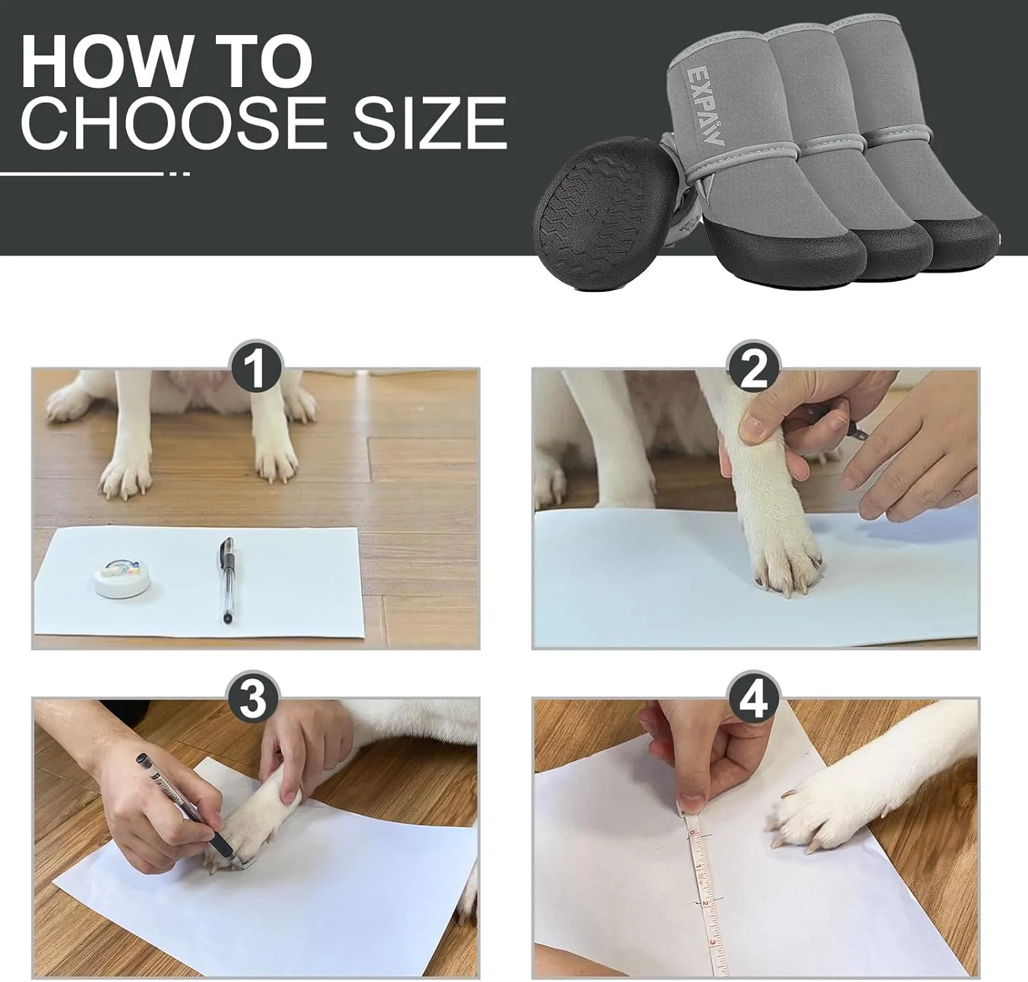 EXPAWLORER Waterproof Dog Shoes for Small Medium Large Dogs, Dog Shoes for Hot Pavement, Hiking Walking, Reflective Dog Booties for Outdoor Snow Rain Days, Anti-Slip Dog Boots & Paw Protectors