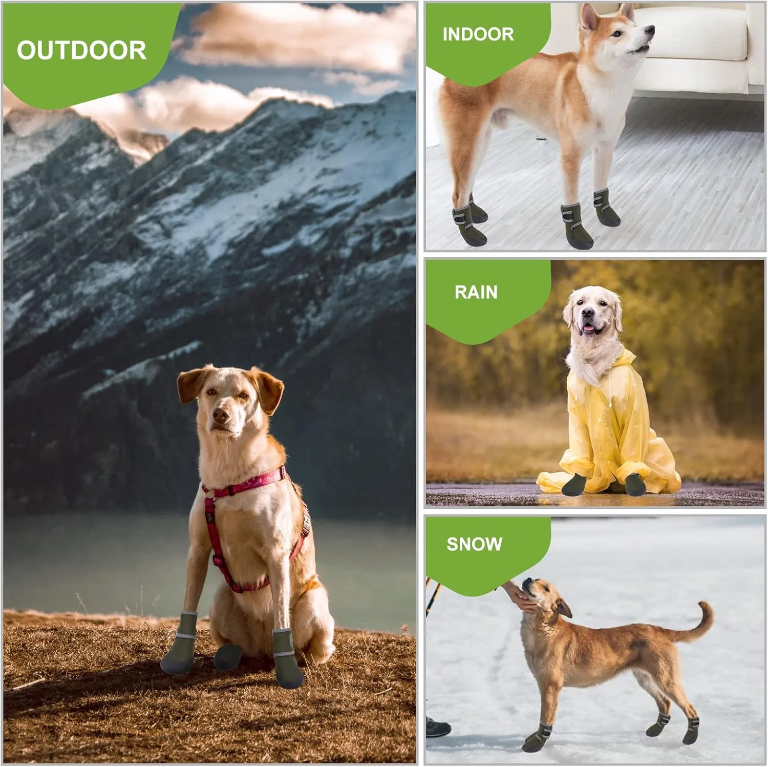 EXPAWLORER Waterproof Dog Shoes for Small Medium Large Dogs, Dog Shoes for Hot Pavement, Hiking Walking, Reflective Dog Booties for Outdoor Snow Rain Days, Anti-Slip Dog Boots & Paw Protectors
