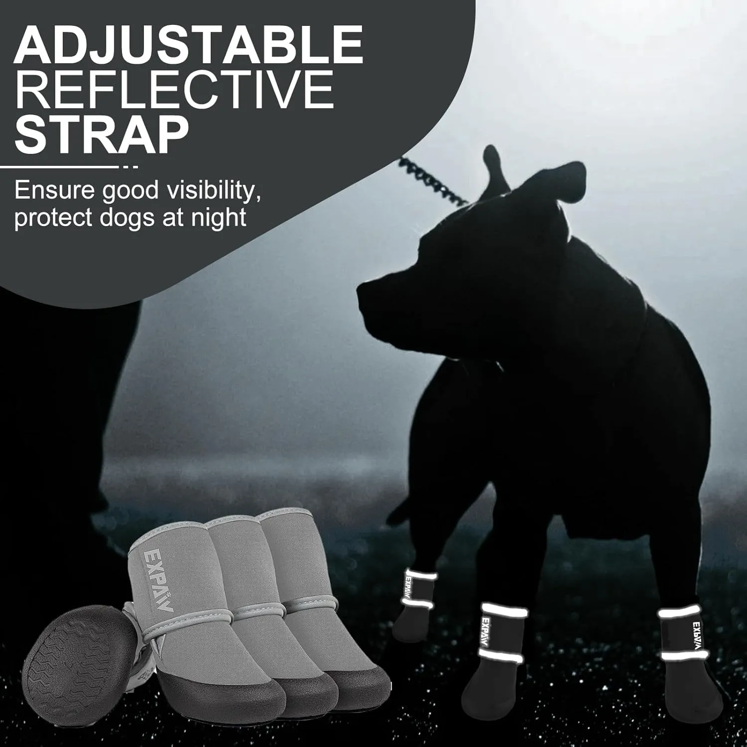 EXPAWLORER Waterproof Dog Shoes for Small Medium Large Dogs, Dog Shoes for Hot Pavement, Hiking Walking, Reflective Dog Booties for Outdoor Snow Rain Days, Anti-Slip Dog Boots & Paw Protectors
