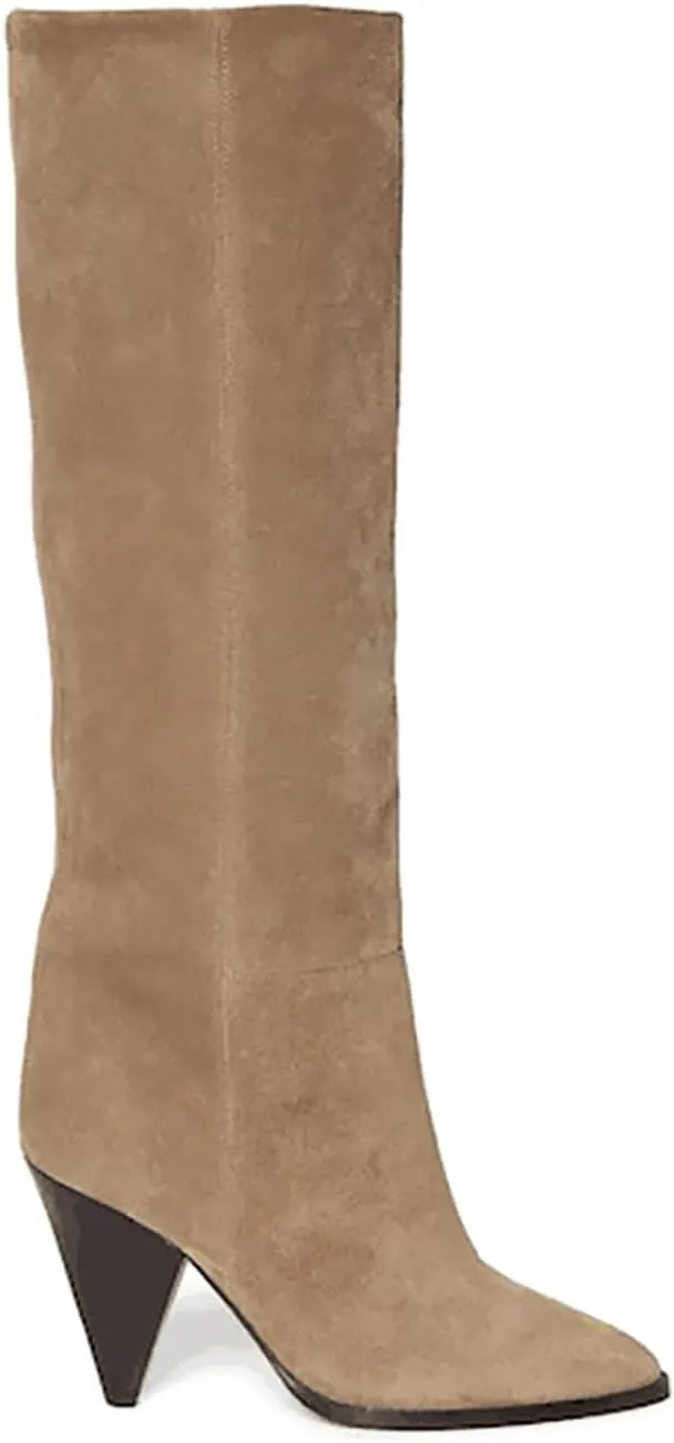 Fall tan Knee high boots for women pointed toe blue denim boot high heel black wide calf suede boots Beige heeled Booties Oversized shoes