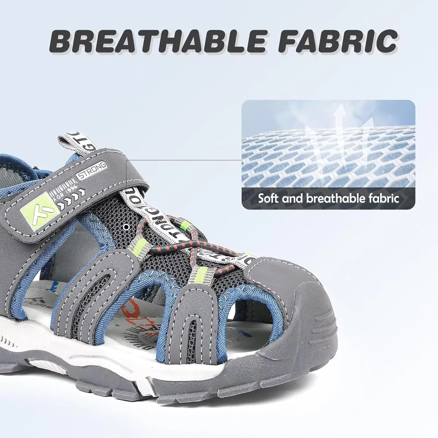 FANTURE Kids Athletic Sandals Closed Toe Lightweight Boys Girls Outdoor Summer Sports Shoes