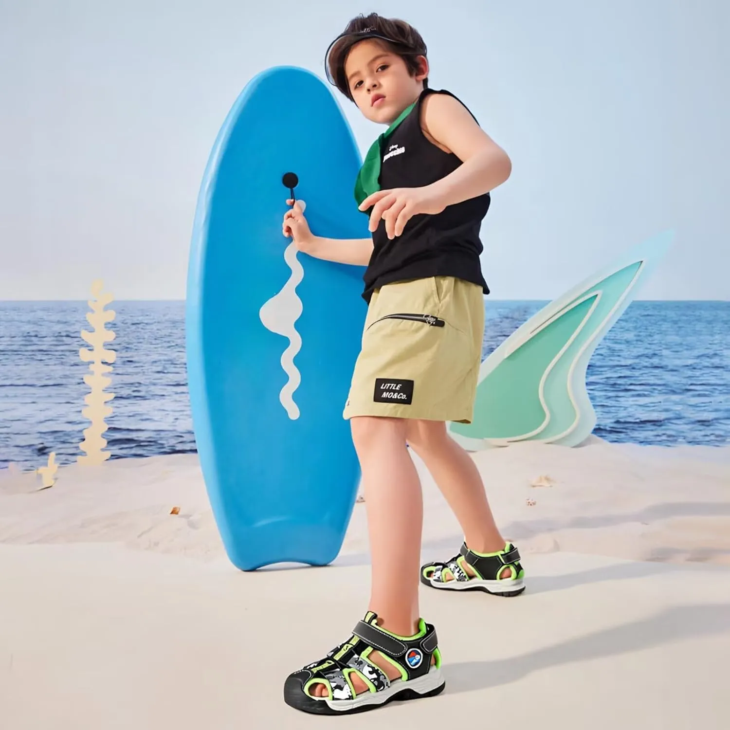 FANTURE Kids Athletic Sandals Closed Toe Lightweight Boys Girls Outdoor Summer Sports Shoes