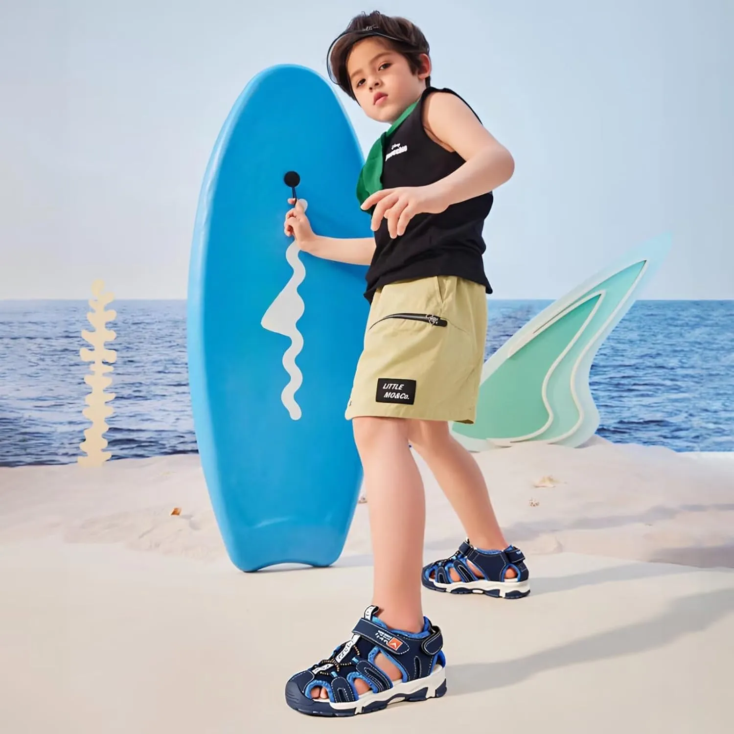 FANTURE Kids Athletic Sandals Closed Toe Lightweight Boys Girls Outdoor Summer Sports Shoes