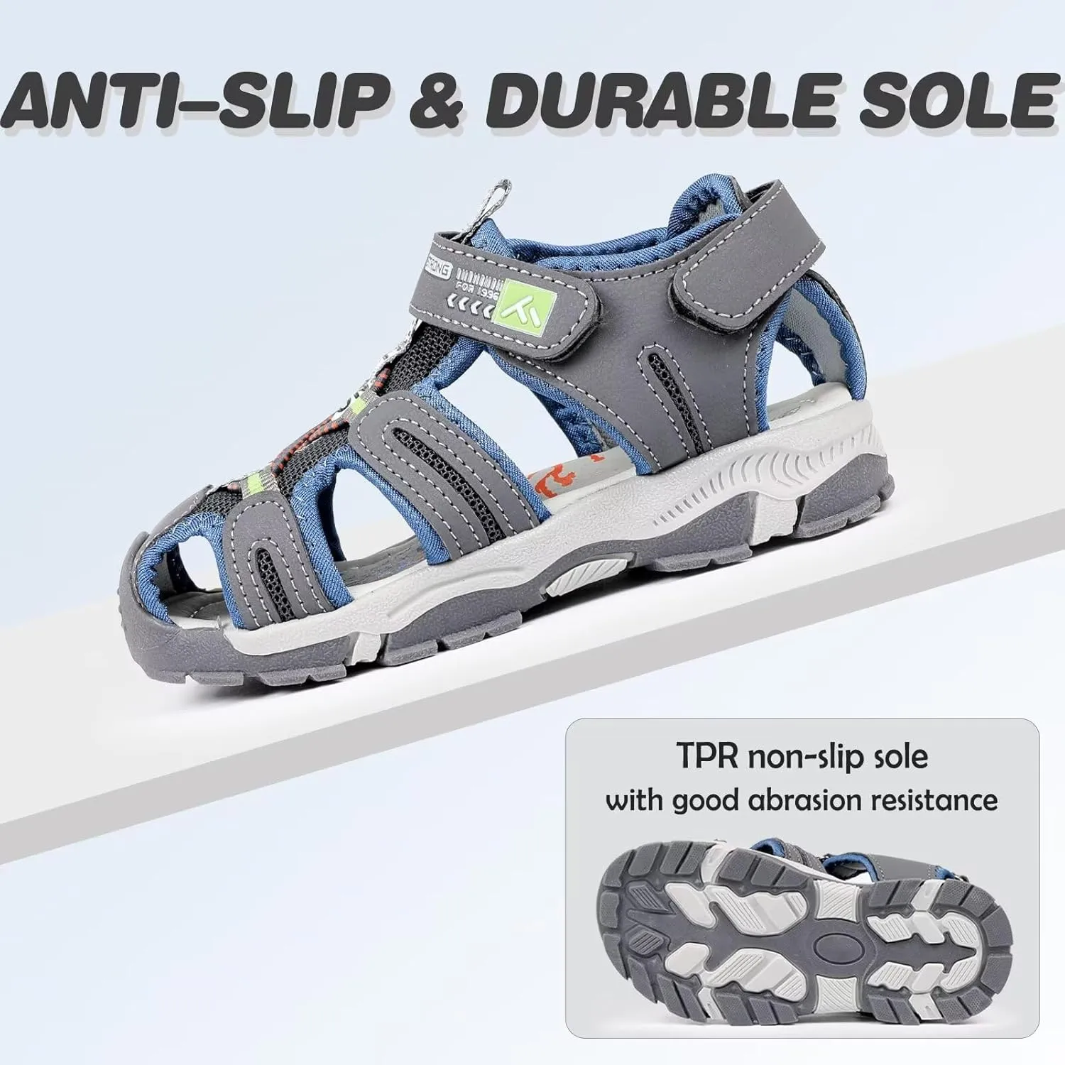 FANTURE Kids Athletic Sandals Closed Toe Lightweight Boys Girls Outdoor Summer Sports Shoes