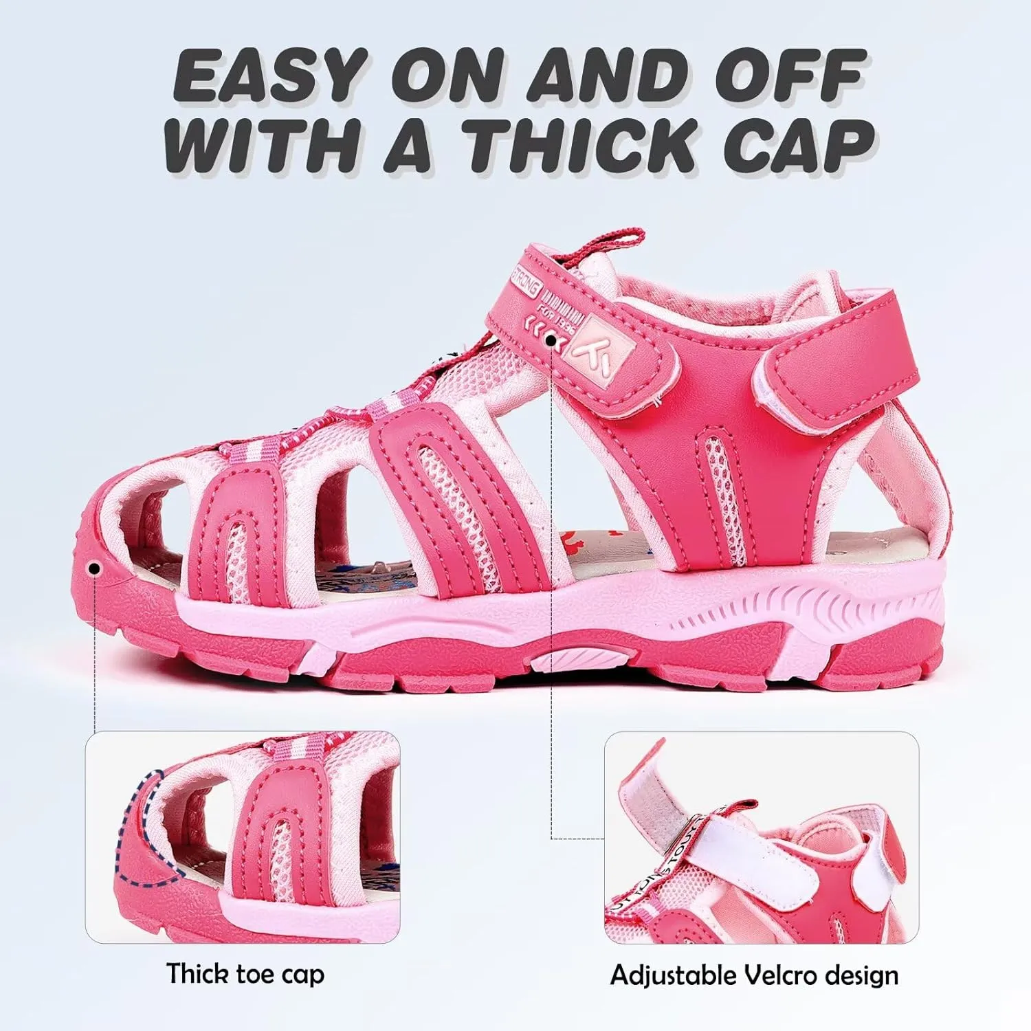 FANTURE Kids Athletic Sandals Closed Toe Lightweight Boys Girls Outdoor Summer Sports Shoes