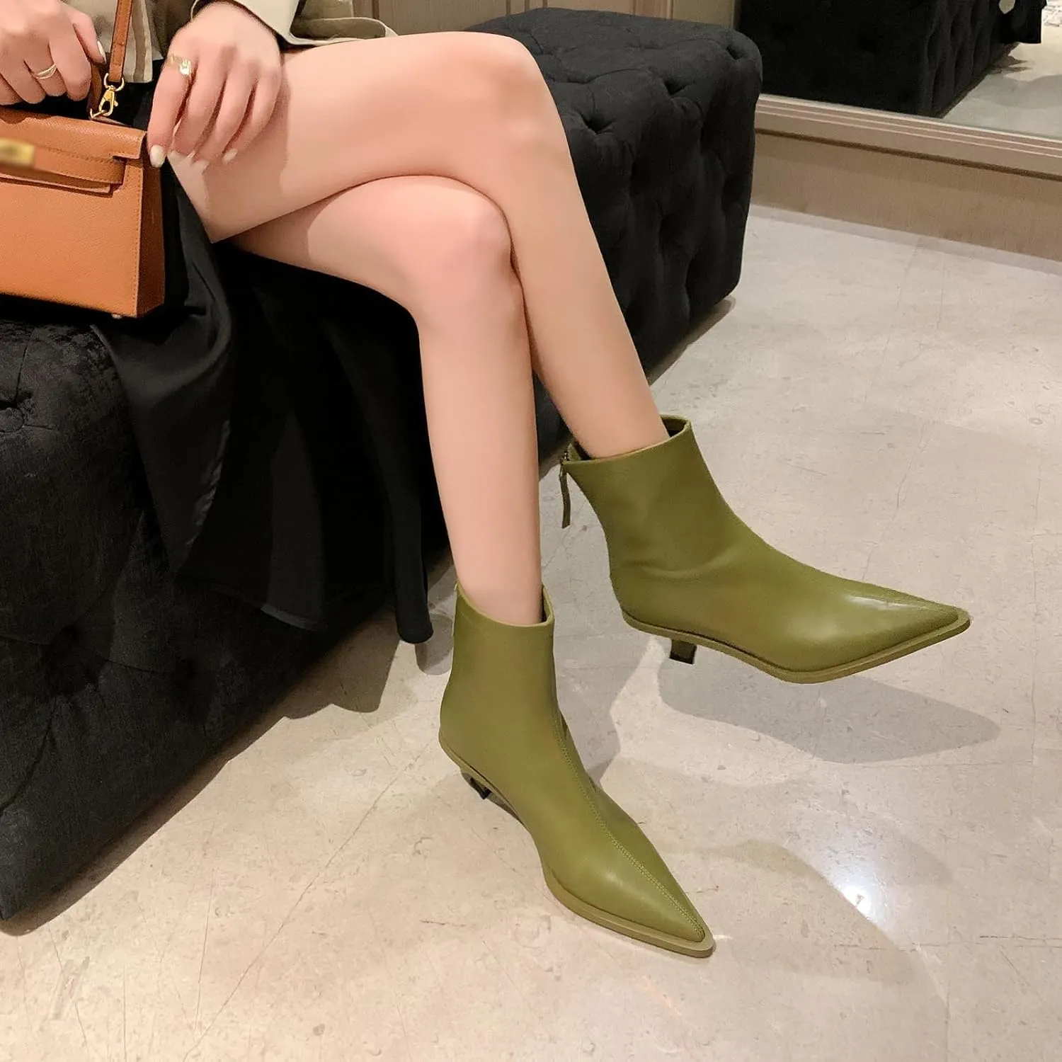 Fashion Ankle Boots For Women Women's Pointed Toe Winter Zipper High Heels Booties