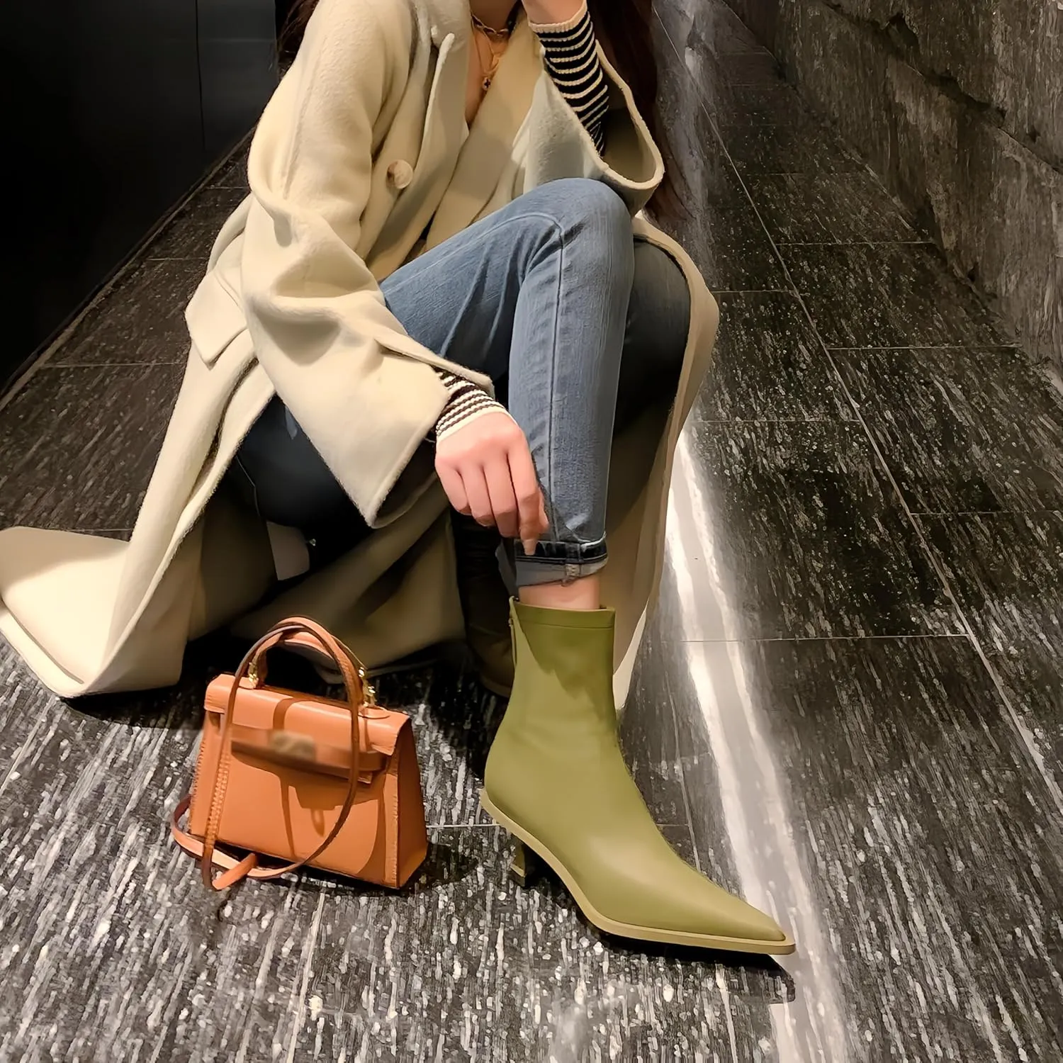Fashion Ankle Boots For Women Women's Pointed Toe Winter Zipper High Heels Booties