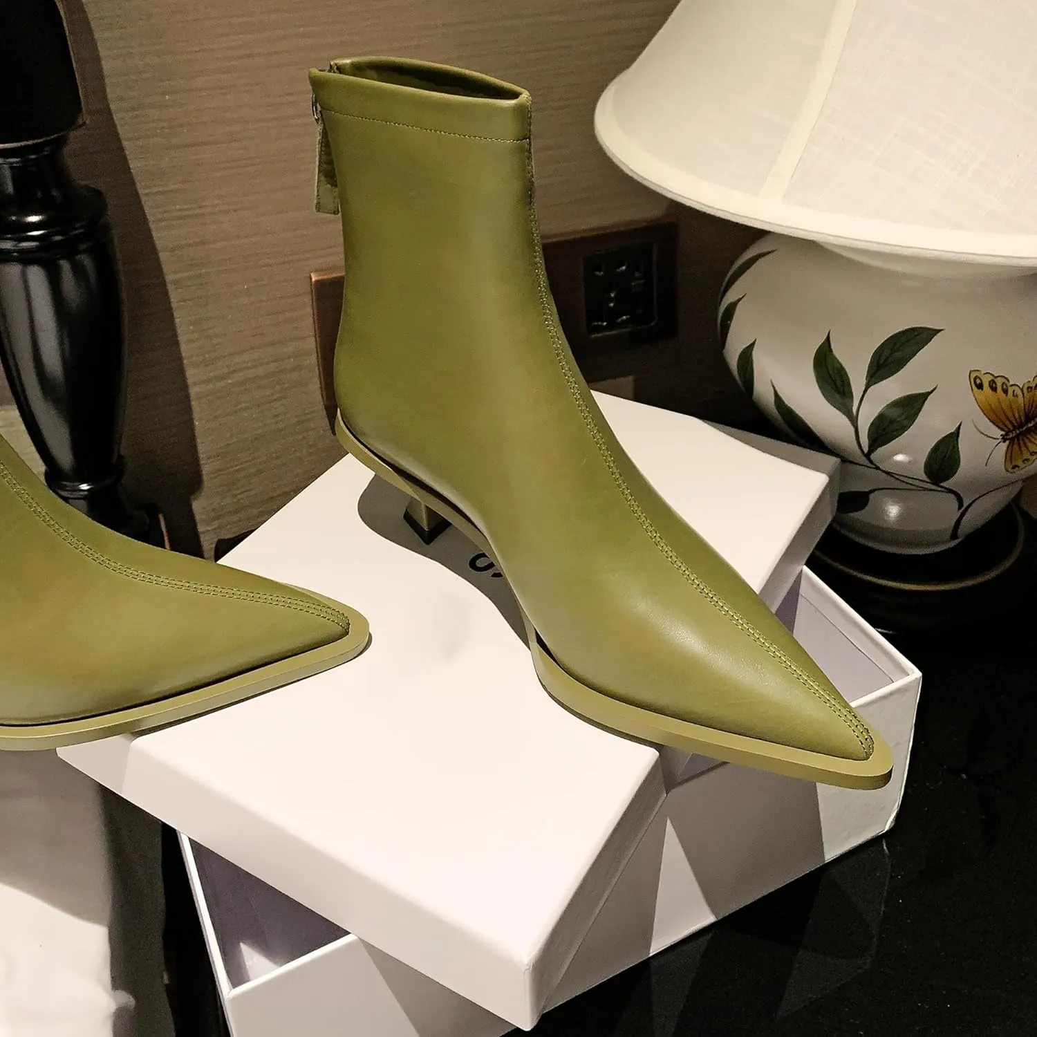 Fashion Ankle Boots For Women Women's Pointed Toe Winter Zipper High Heels Booties