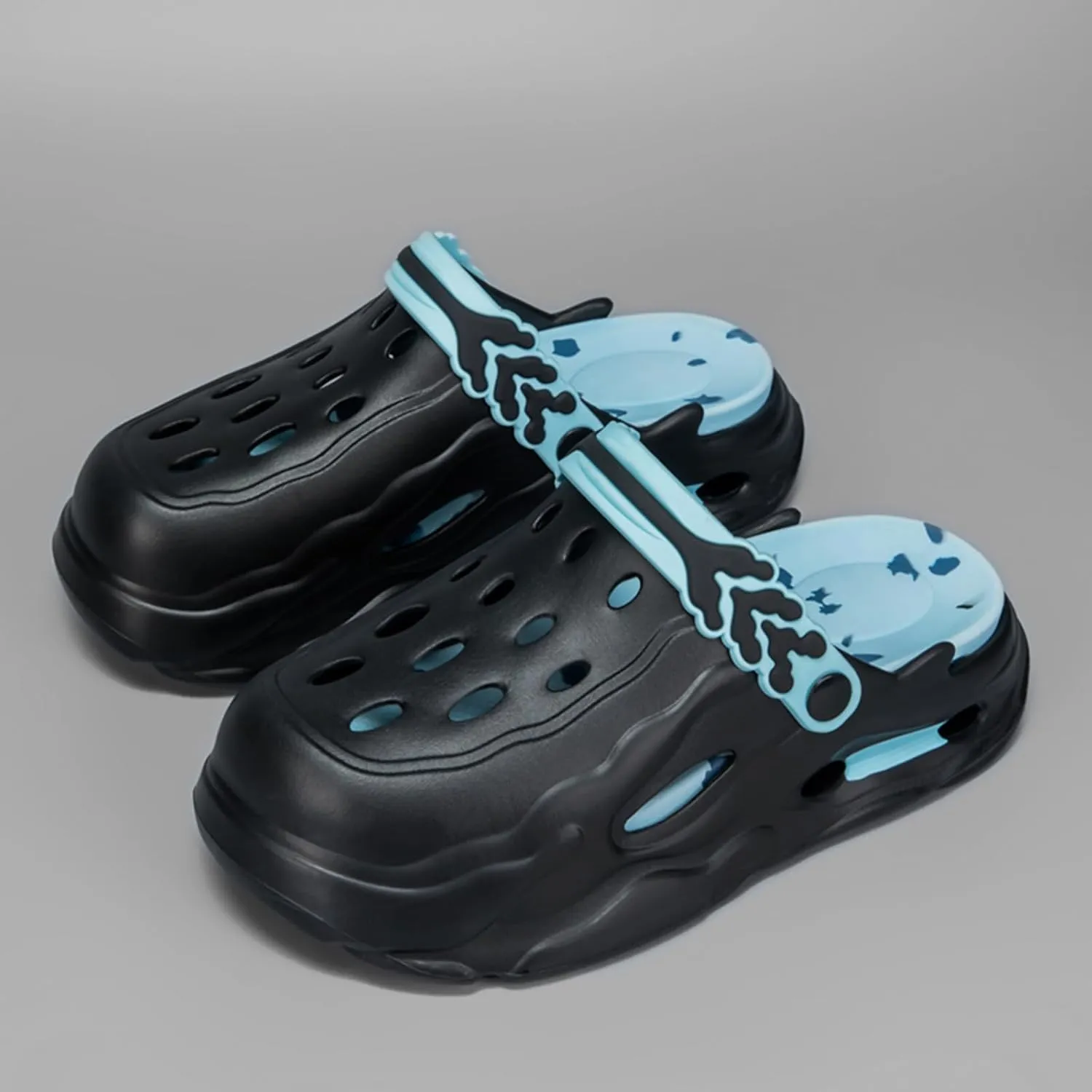 Fashion comfortable platform clogs for men, 4CM height - increasing, cloud slides, casual slippers, beach shoes, cool sandals
