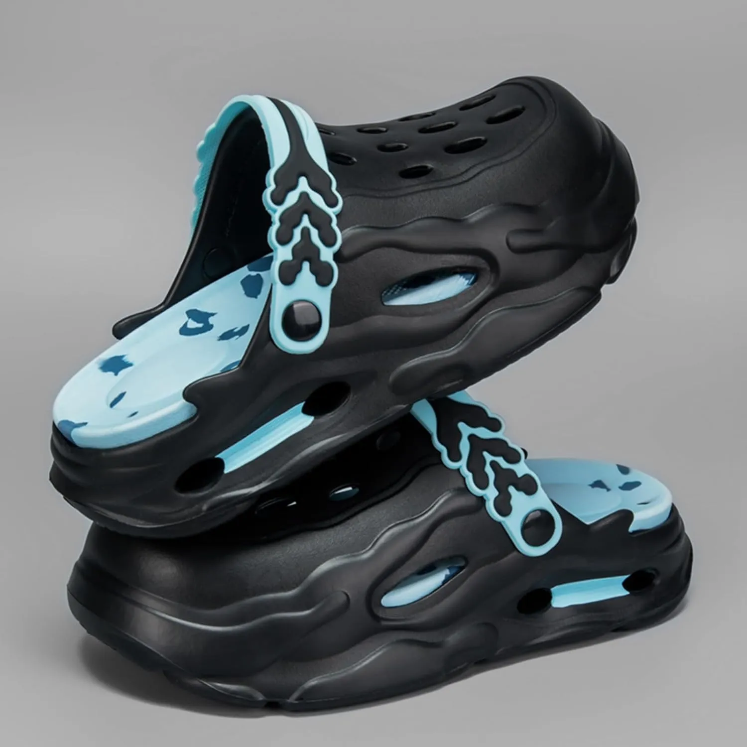 Fashion comfortable platform clogs for men, 4CM height - increasing, cloud slides, casual slippers, beach shoes, cool sandals