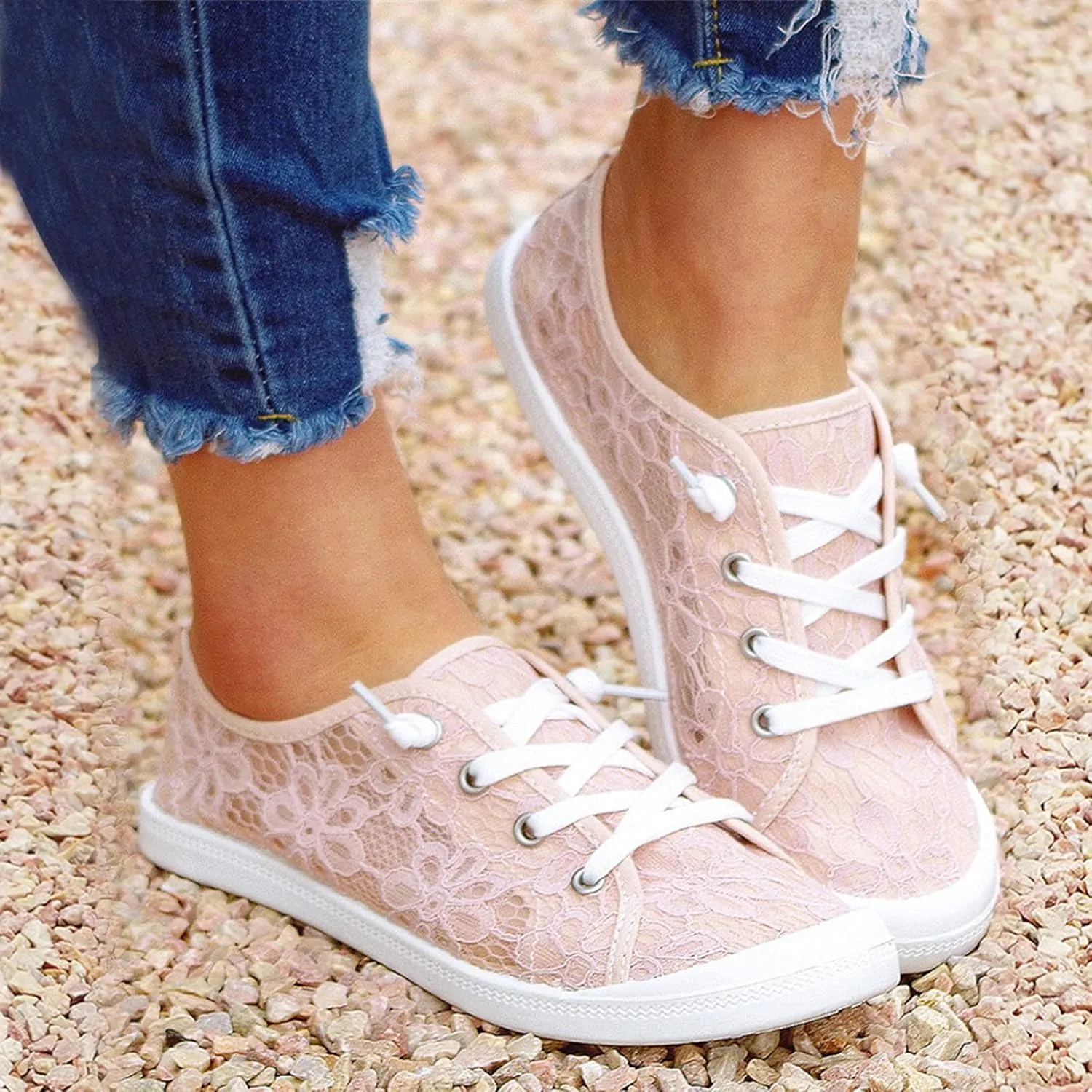 Fashion Platform Sneakers for Women Classic Low Top Canvas Shoes Lightweight Low Heels Slip On Flats Walking Shoes Comfortable Chunky Bottom Outdoor Running Sports Shoes for Girls