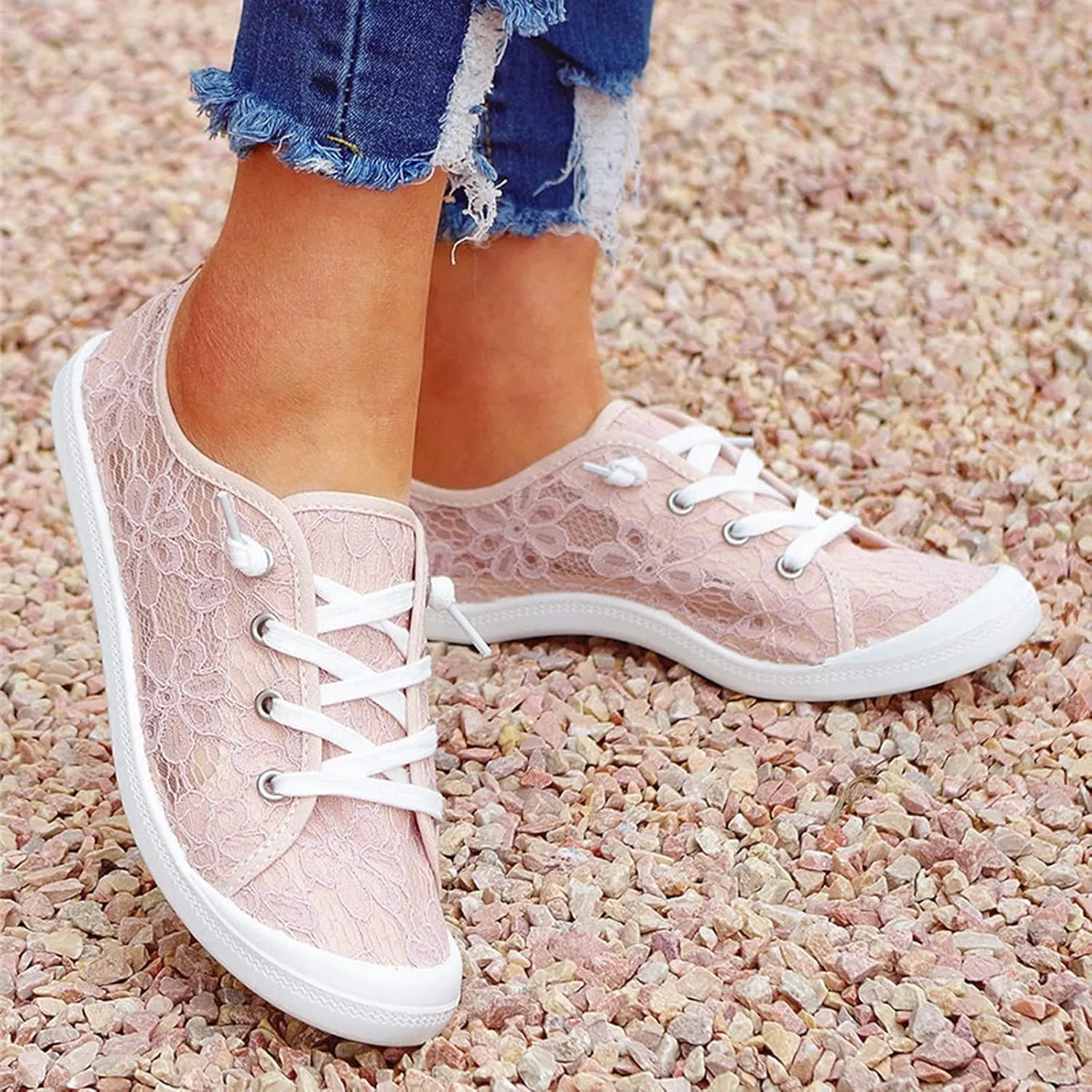 Fashion Platform Sneakers for Women Classic Low Top Canvas Shoes Lightweight Low Heels Slip On Flats Walking Shoes Comfortable Chunky Bottom Outdoor Running Sports Shoes for Girls