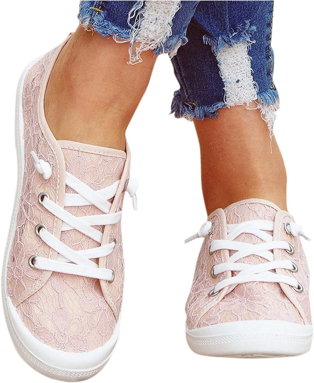 Fashion Platform Sneakers for Women Classic Low Top Canvas Shoes Lightweight Low Heels Slip On Flats Walking Shoes Comfortable Chunky Bottom Outdoor Running Sports Shoes for Girls