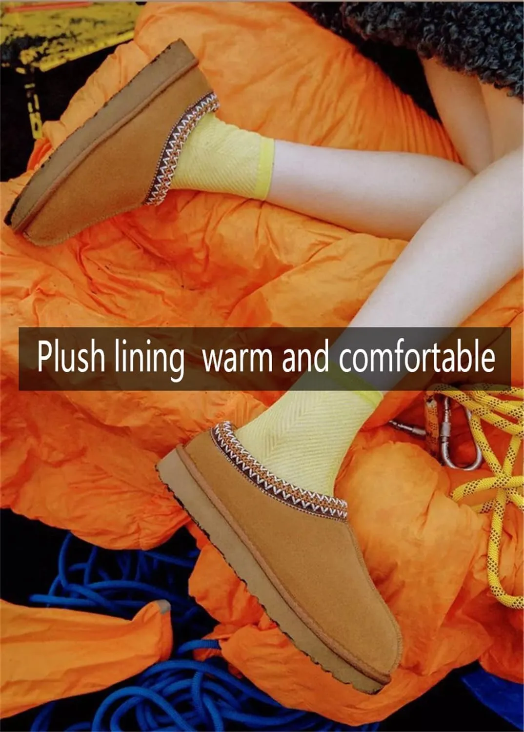 Fashion Plush Platform Slippers - Women's Trend Mini Fleece Lined Anti Slip Short Ankle Boots for Outdoor & Indoor Use