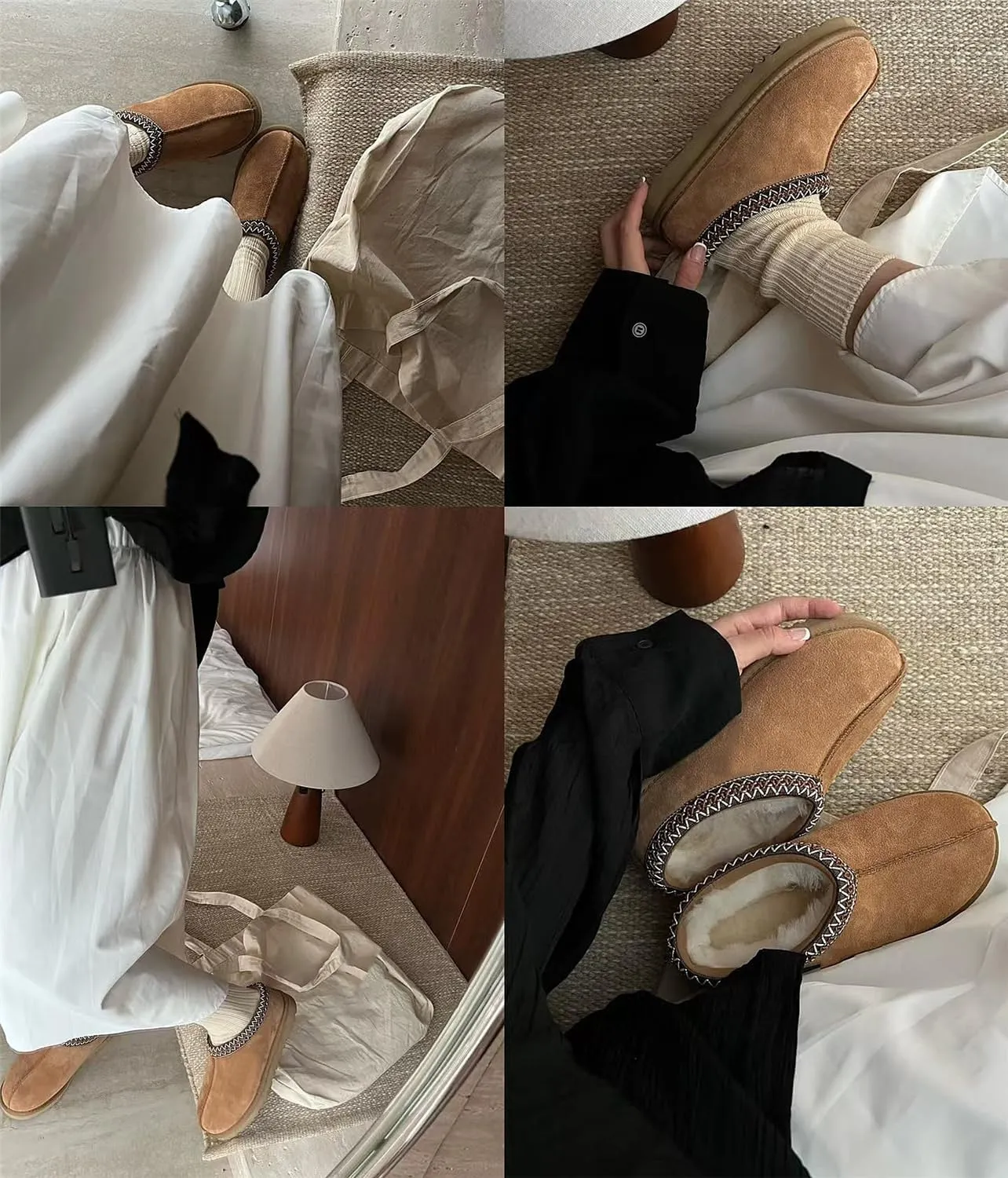 Fashion Plush Platform Slippers - Women's Trend Mini Fleece Lined Anti Slip Short Ankle Boots for Outdoor & Indoor Use