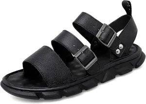 Fashion Summer Sandals for Men, Casual Handmade Fisherman Shoes, Open Toe Soft Beach Shoes with Buckle