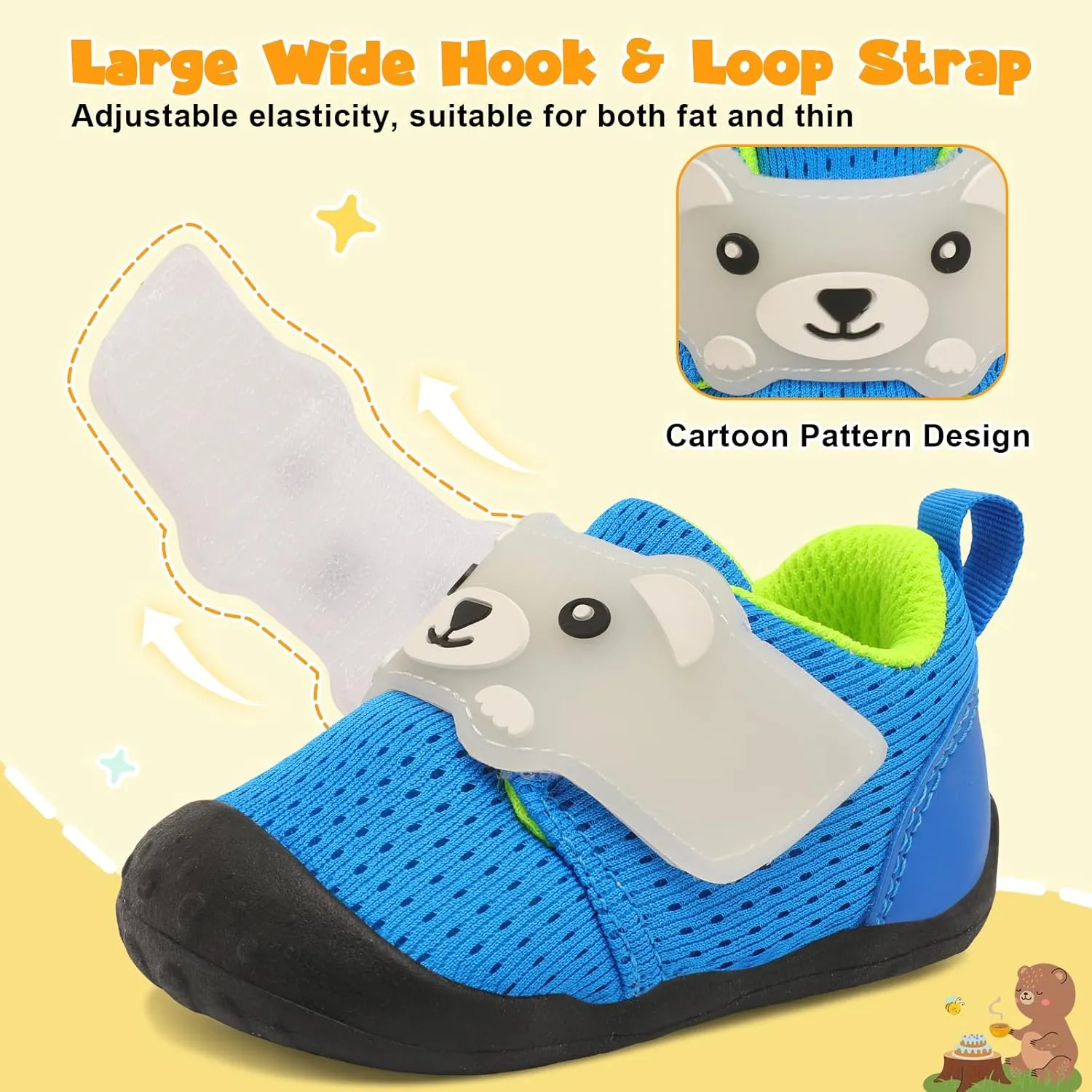 FEETCITY Baby Walking Shoes Wide Baby Shoes Boys Girls Infant Sneakers Crib Shoes Breathable Toddler Barefoot Shoes Slip On Shoes