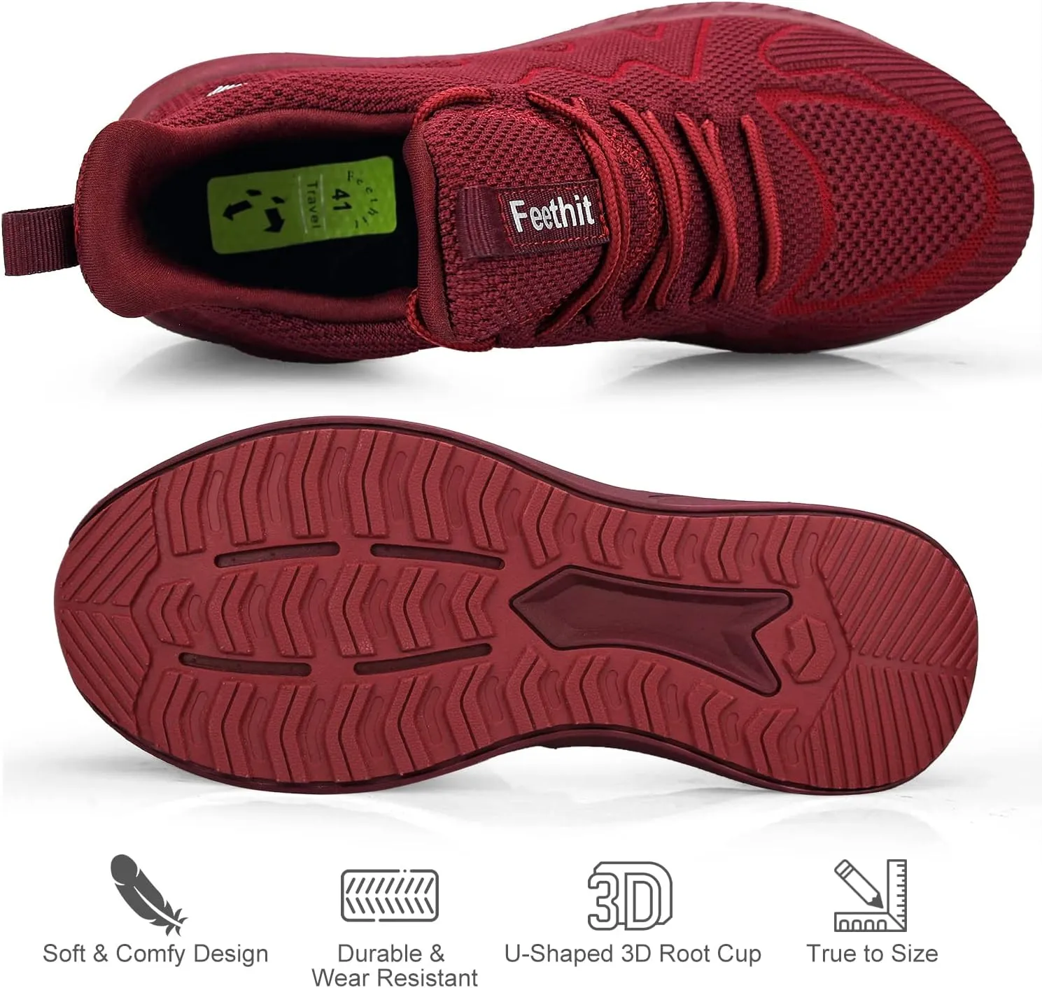 Feethit Mens Non Slip Walking Sneakers Lightweight Breathable Slip on Running Shoes Athletic Gym Tennis Shoes for Men