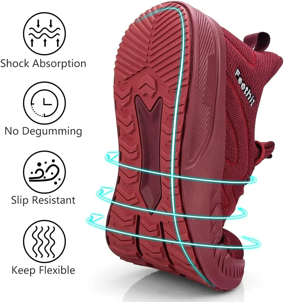 Feethit Mens Non Slip Walking Sneakers Lightweight Breathable Slip on Running Shoes Athletic Gym Tennis Shoes for Men