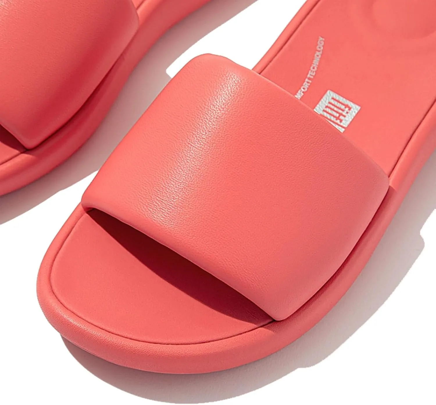 FitFlop Women's iQushion D-Luxe Padded Leather Slides Sandals