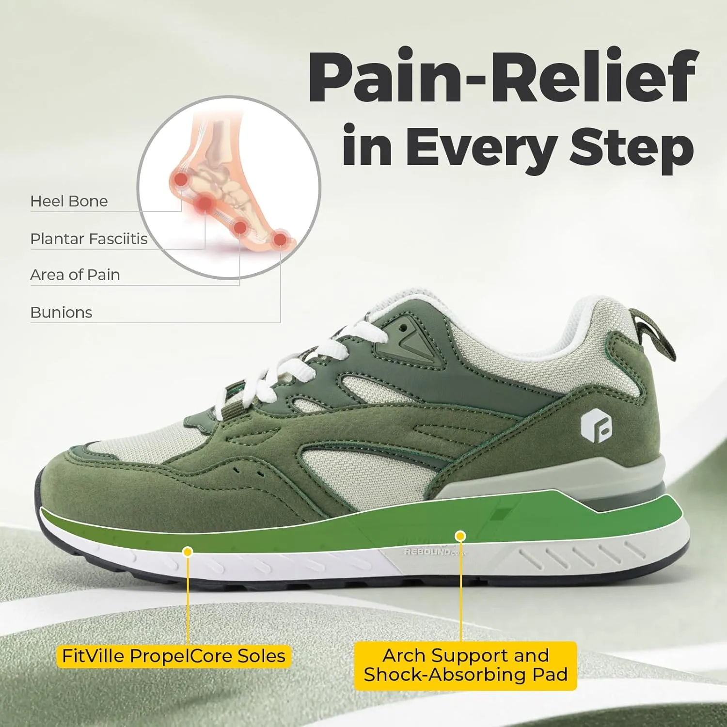 FitVille Extra Wide Walking Shoes Women Wide Width Workout Sneakers with Arch Support for Flat Feet Heel Pain Relief - Rebound Core V9