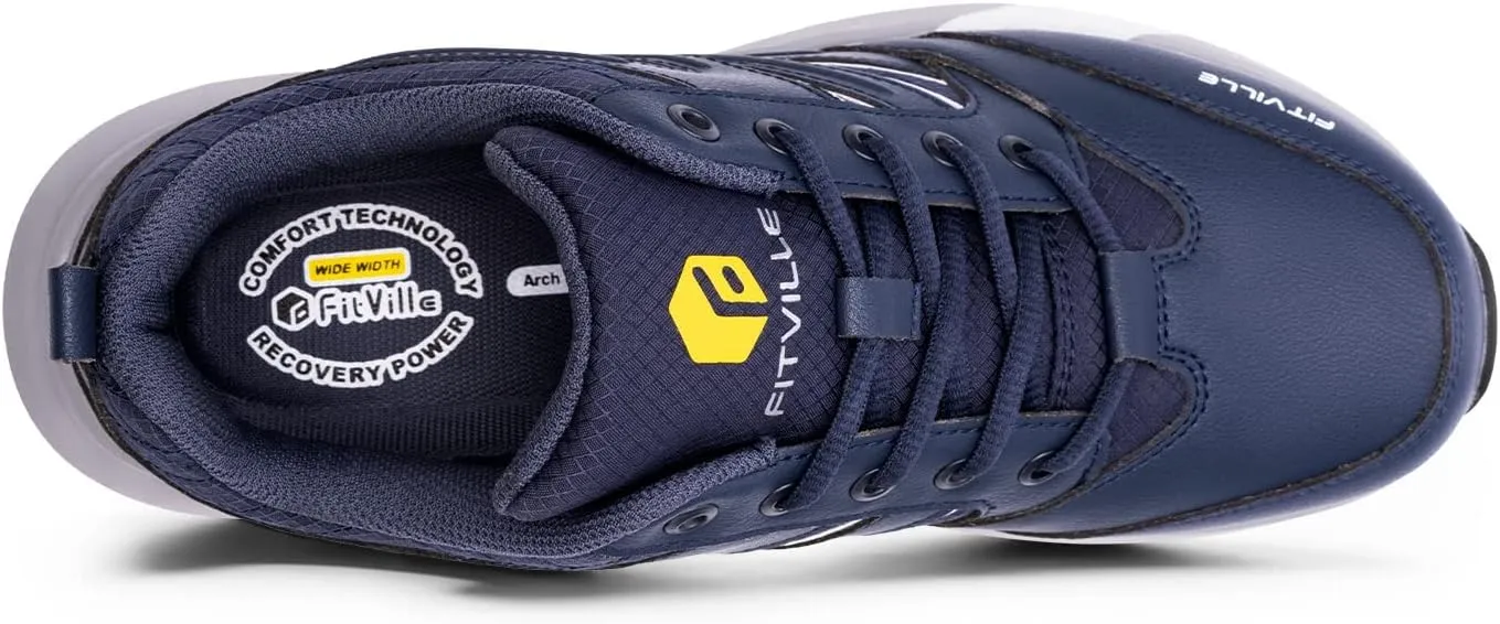 FitVille Mens Wide Hiking Shoes Water Repellent Outdoor Work Shoes Trekking Trails Sneakers with Arch Support - Sturdy Core