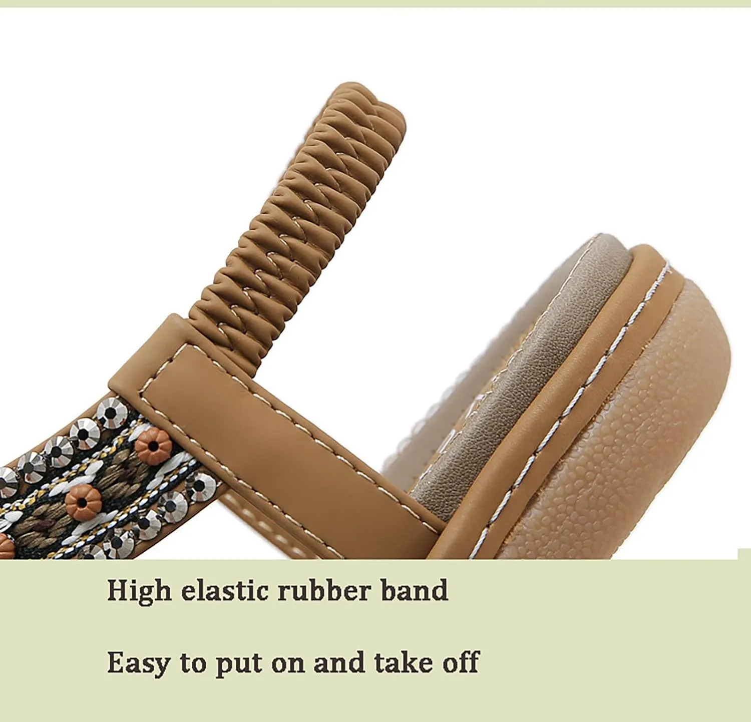 Flat Sandals for Women Fashion Summer Comfortable Slip-on Casual Beach Shoes Dress Strap Elastic Sandals