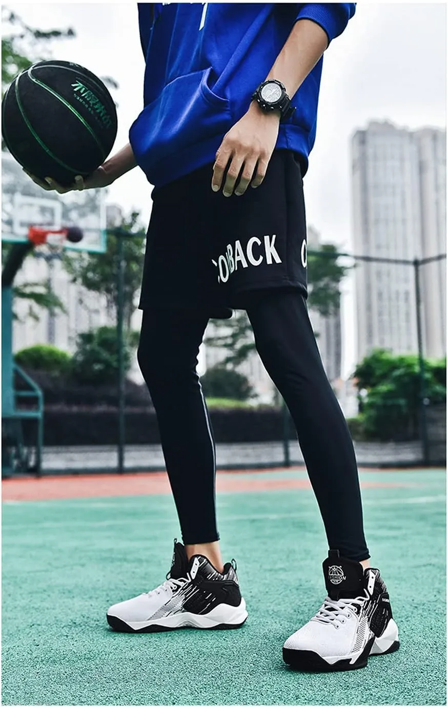 Floette Mens Fashion High Top Basketball Shoes Breathable Casual Walk Athletic Basketball Sneakers