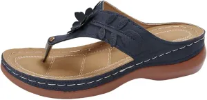 Flower Sandals for Women Dressy Comfortable Arch Support Orthopedic Wedge Sandals 2025 Summer Casual Open Toe Slip on Beach Shoes