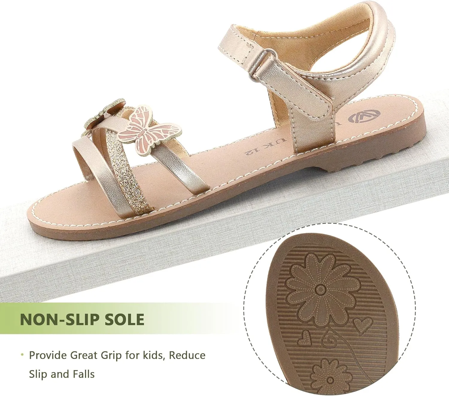 FLYFUPPY Girls Sandals Kids Strap Flat Sandals Open Toe Summer butterfly Casual Sandals