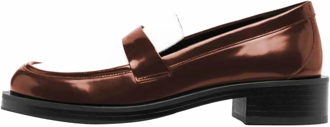 FOWT Women Classic Round Toe Block Low Heel Loafers Slip on Comfy Office Casual Daily Shoes Size 4-16 US