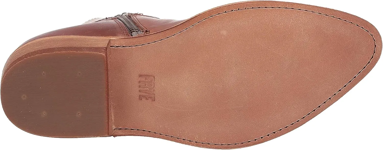 Frye Billy Inside Zip Booties for Women Crafted from Antiqued Leather with Wellington Stitchwork, Brass Hardware - 5 ¾” Shaft