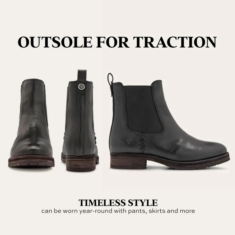 Frye Melissa Chelsea Boots for Women - Rugged and Comfortable Leather Lined Slip On Classics with Leather Outsole and Antique Metal Hardware