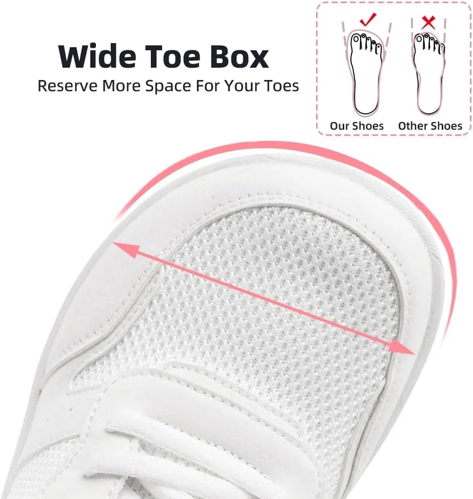 FUJEAK Barefoot Shoes Women Sneakers Walking Wide Toe Box Shoes Women Minimalist Zero Drop Shoe Breathable Fashion Sneakers Width Casual